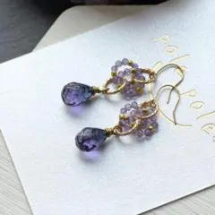 アイオライト×マラヤガーネット×コーネルピンピアス✧14kgf - メルカリ