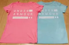 アンダーアーマー ヒートギア水色&ピンク 半袖Tシャツ SMサイズ　2枚セット
