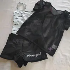 新品　ANAP　アナップガール　水着　女児　160サイズ　タンキニ　黒アミT