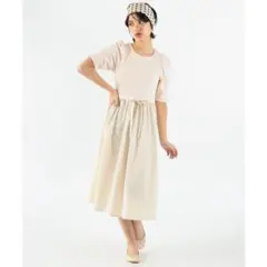 To b. by agnès b. アニエスベーギャザースリーブコンビワンピース