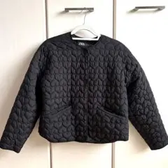 ZARA ブラック ハート柄キルティングジャケット S