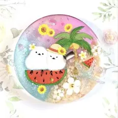 もちもち様お取置きです。Ｎｏ．781 シェル型 レジン シマエナガ ハート島 もちもち様お取置きです。No．781 シェル型 レジン シマエナガ