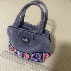 FEILER グレー 花柄 ポピーズ ミニハンドバッグ シェニール織