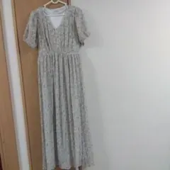 ナイスクラップ　春夏　半袖ワンピース　花柄　グリーン