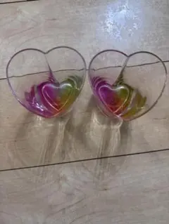 ハート型カラフルグラス2個セット