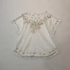 used vintage Flower刺繍　cotton ブラウス　蝶々のサムネイル