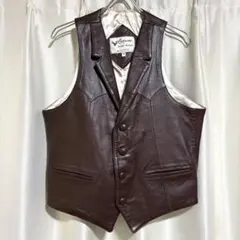 【極上美品】70s U.S.A.製 スムースレザーベスト ゴールデンサイズ M