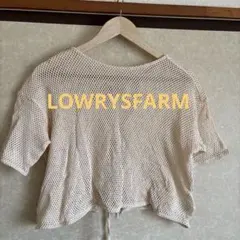 LOWRYSFARMベージュ メッシュ クロップドカーディガン
