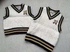 ミキハウス　ニットベスト　毛100% お揃い　リンクコーデ　兄弟　70 90