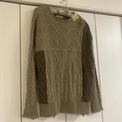 studio CLIP ブラウン　5Gパッチワークニット　セーター F 新品