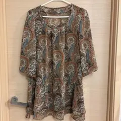 コムサイズム　ペイズリー柄 五分袖チュニック