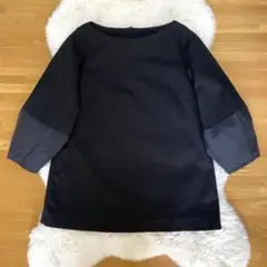 Mfil　ミカコナカムラ　プルオーバー カットソー　黒　異素材　サイズ36