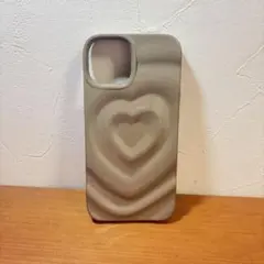 iPhone15 ケース ブラウン ハート