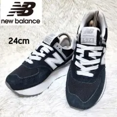 New Balance 24.5㎝ WL574ZSA 厚底スニーカー 黒 - メルカリ