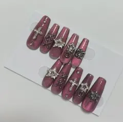 ネイルチップ　マグネットネイル　パープル　サブカル　地雷