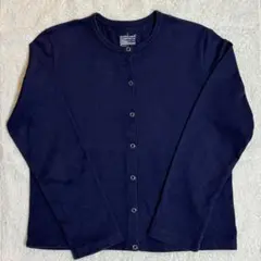 無印良品　太番手天竺編みカーディガン　婦人L　ネイビー