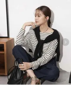 【ナノ・ユニバース】 カットソー ドロップショルダースリーブ　ボートネック　F