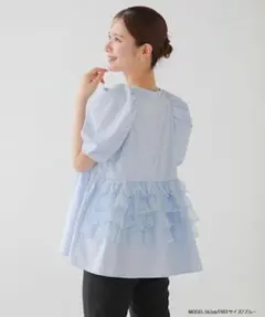 Fitmore フィットモア バックドットオーガンジーフリルブラウスのサムネイル