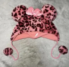 ミッキー耳 ヒョウ柄帽子