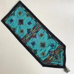ハンドメイド 壁掛け タペストリー ミラーワーク 刺繍 エスニック