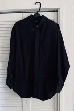 ユニクロ+J 長袖シャツ M ブラック　黒　スタンドカラー