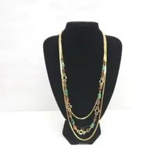 装飾的なゴールド&ビーズの3連ネックレス⭐︎