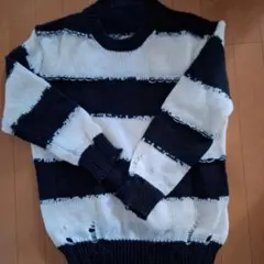 黒と白のストライプセーター　Fサイズ