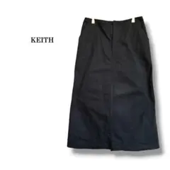 【KEITH】キース　ミディ丈デニムスカート　ブラック　Aライン　タイト　綿　黒のサムネイル