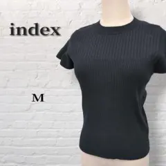 【index】フリル袖　半袖ニットセーター　クルーネック　リブ　綿混　983