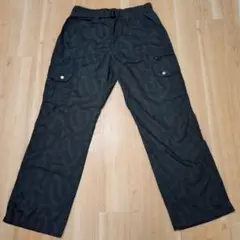 カーゴパンツ ブラック L ウエストゴム サイドポケット付き カモフラ