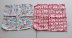 花柄と猫柄のハンカチ2枚セット　てぬぐい
