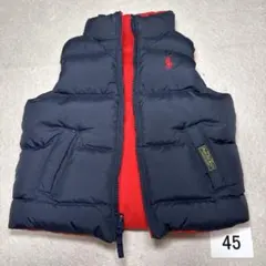 45 美品　ラルフローレン　ダウンベスト　12M ネイビー　レッド