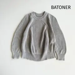 【バトナー】BATONER フェードカラー アイコン クルーネック ニット S
