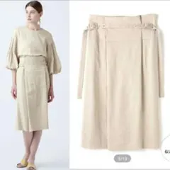 新品タグ付●アドーアADORE●麻レーヨンストレッチスカート￥35200
