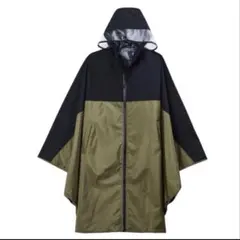 【新品】ワークマン 高撥水レインポンチョ【カーキ✖️ブラック】