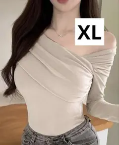 Dazy SHEIN ソリッド非対称ネックスリムTシャツ ワンショルダー 白