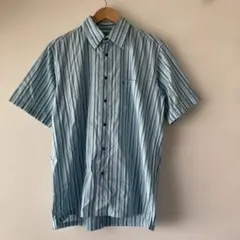 ★CERRUTI1881 チェルッティ 半袖ストライプシャツ L 綿100 ロゴのサムネイル