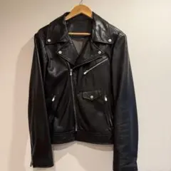 本革 ダブルライダース レザージャケット 48 YKK EXCELLA ブラック