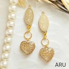 No.630★大人可愛い☆ハート☆ホワイト☆アンティーク☆ピアス☆イヤリング