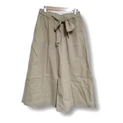 スピックアンドスパン リネン100%ワイドパンツ ガウチョパンツ ウエストゴム