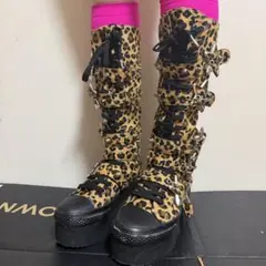 ヒョウ柄 厚底ロングブーツ