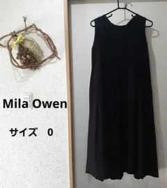【Mila Owen】バックリボン黒 ノースリーブ ロングワンピース麻56％