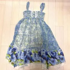 アクシーズファム axes femme 花柄 水色 ワンピース パネル花柄
