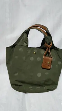 トートバック　ドット柄 オリーブ　グリーン