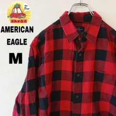USA古着 AMERICANEAGLE ネルシャツ　M レッドブラック　チェック