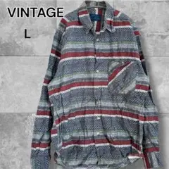 マルチカラー ストライプシャツ L ヴィンテージ ユニセックス レトロシャツ
