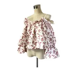 新品定価約5万円タグ付き 日本製コレクションデザイナー 苺ちゃんフリルシャツ