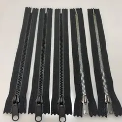 【新品】ファスナー5本セット 黒 ￼￼金属ファスナー ハンドメイド資材￼