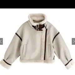 ベルトネックムートンパイピングレザーブルゾン［k9057b］