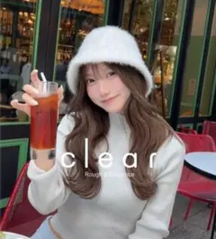 ホワイトファーバケットハット